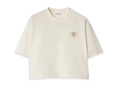Burberry Cropped Cotton T-shirt "Chalk"