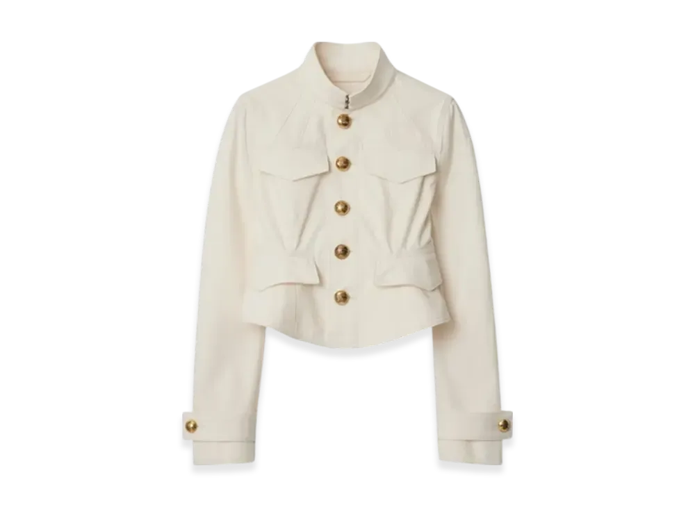 Burberry Cropped Cotton Jacket "Off White"