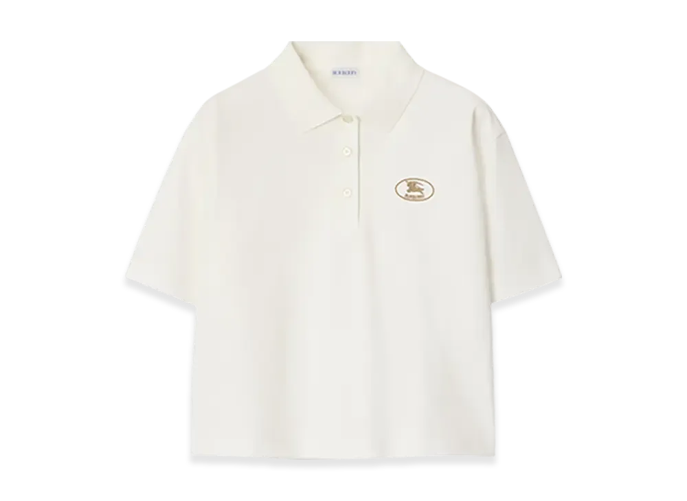 Burberry Cropped Cotton Polo Shirt "Chalk"