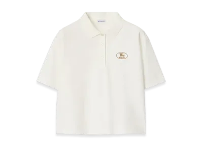 Burberry Cropped Cotton Polo Shirt "Chalk"