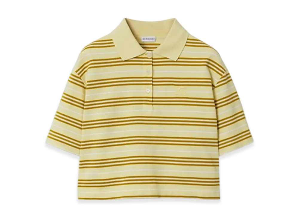 Burberry Cropped Stripe Cotton Polo Shirt "Alabaster"