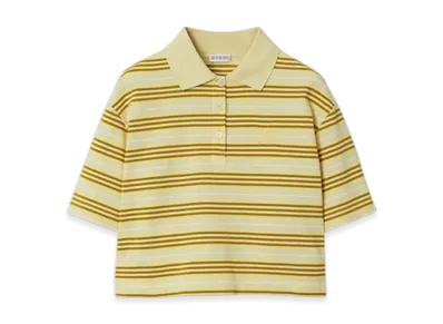 Burberry Cropped Stripe Cotton Polo Shirt "Alabaster"