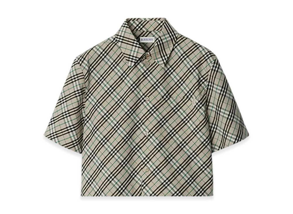Burberry Cropped Check Cotton Shirt "Husk"