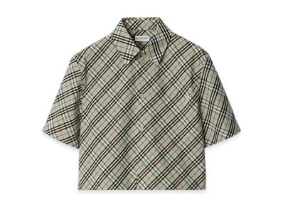 Burberry Cropped Check Cotton Shirt "Husk"