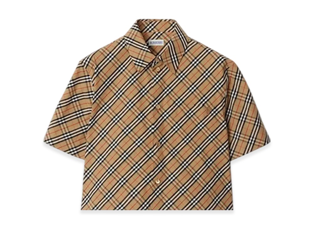 Burberry Cropped Check Cotton Shirt "Sand"