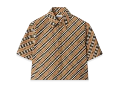 Burberry Cropped Check Cotton Shirt "Sand"