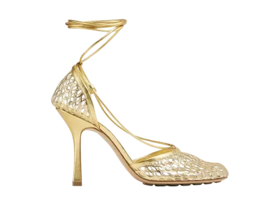 Bottega Veneta Women's Stretch Lace Up Sandal "Yellow Gold"