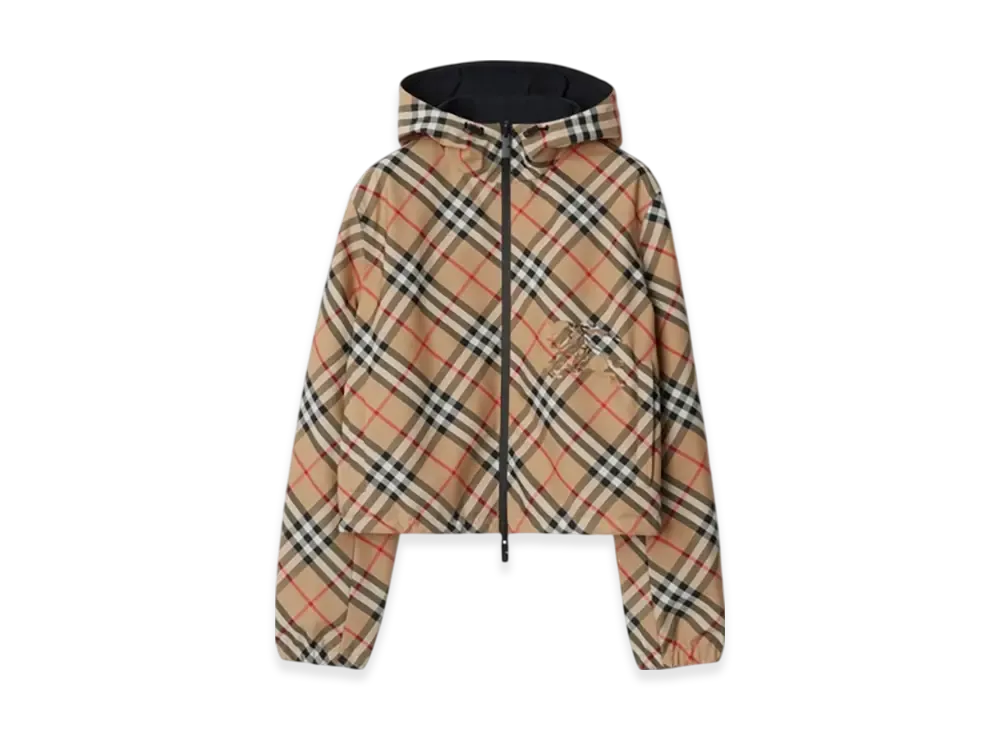 Burberry Cropped Reversible Check Jacket "Sand"