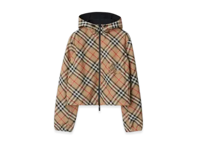 Burberry Cropped Reversible Check Jacket "Sand"