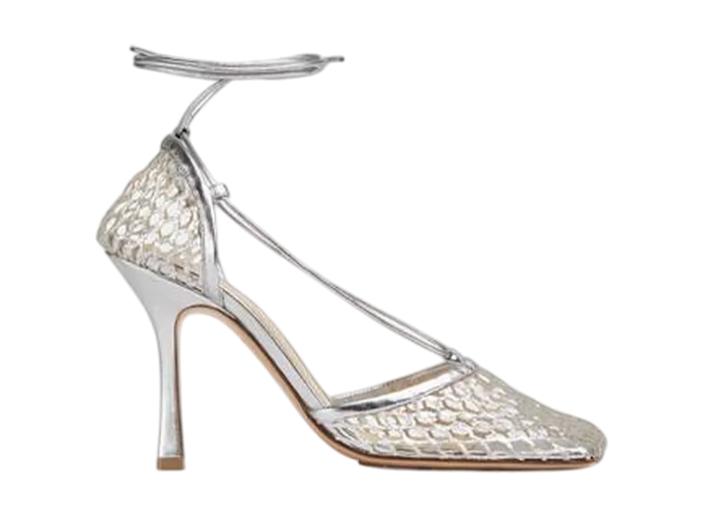 Bottega Veneta Women's Stretch Lace Up Sandal "Silver"