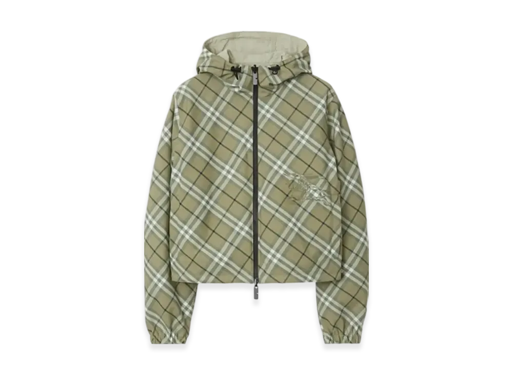 Burberry Cropped Reversible Check Jacket "Skylark"