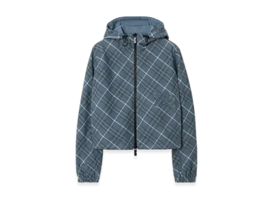 Burberry Cropped Reversible Check Jacket "Pewter"