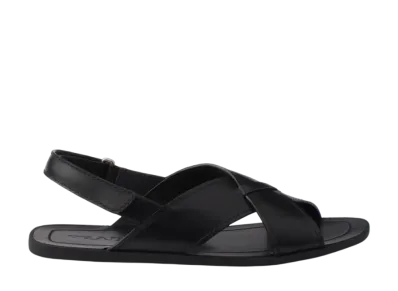 PRADA Deco Leather Crisscross Sandals "Black"