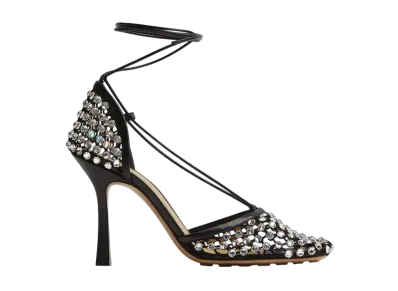 Bottega Veneta Women's Sparkle Stretch Lace Up Sandal "Black"