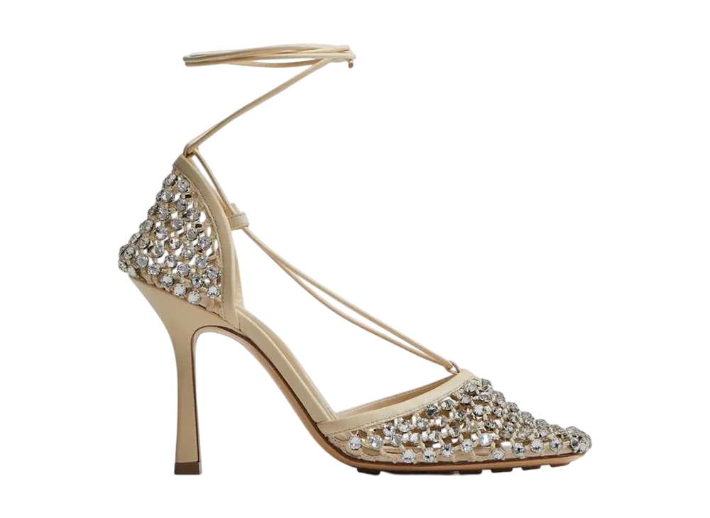 ボッテガヴェネタ ウィメンズ スパークル ストレッチ レースアップ サンダル "トワール"