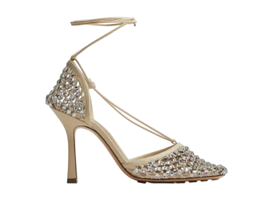 Bottega Veneta Women's Sparkle Stretch Lace Up Sandal "Toile"