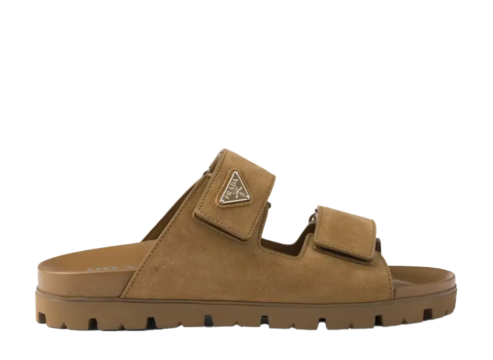 プラダ スエード バンドサンダル "ブラウン"