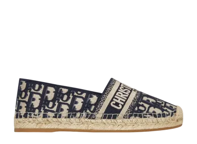 Dior Women's Granville Espadrille Dior Oblique Embroidered Cotton "Deep Blue"