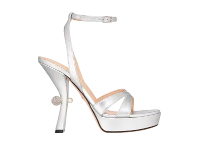 Dior Or Women's Tribales Heel Sandal Lambskin "Silver"