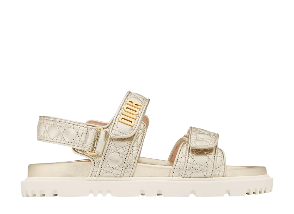 ディオール オール ウィメンズ ディオールアクトサンダル カナージュ キルティング ラミネートシープスキン "ゴールド"