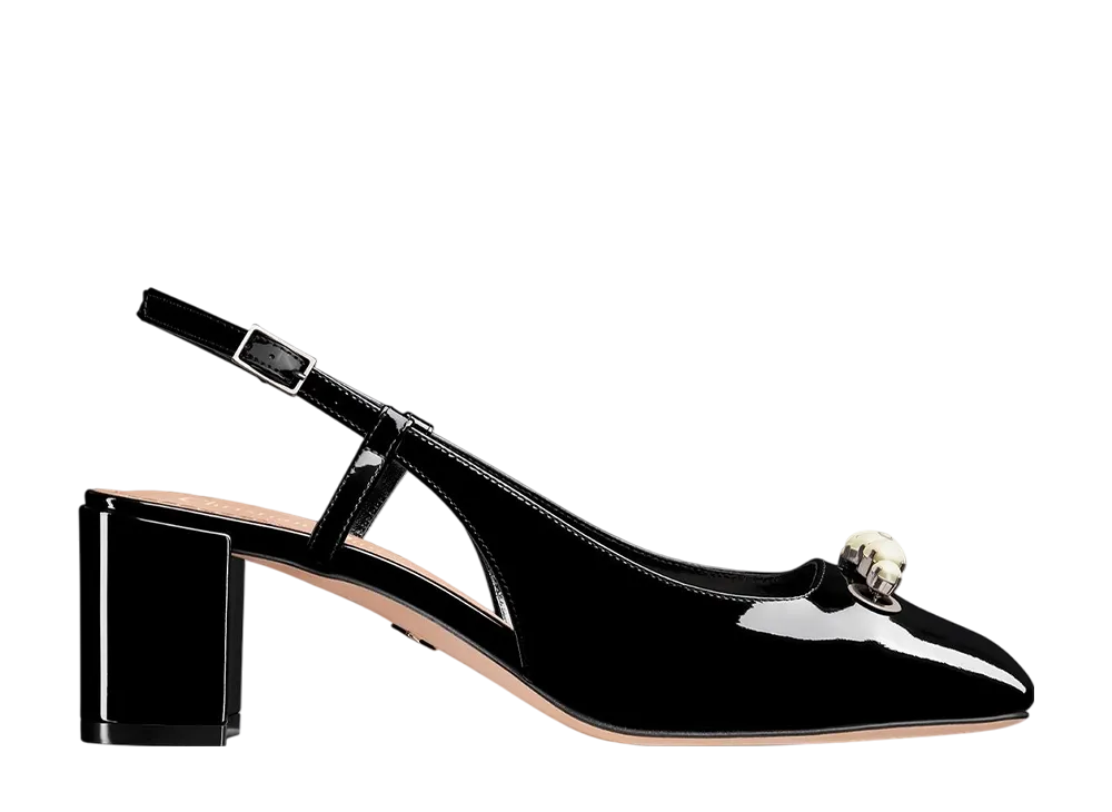 ディオール ウィメンズ パリ スリングバックパンプス パテントカーフスキン "ブラック"