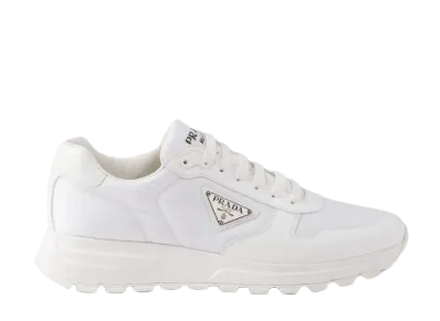 PRADA Prax 01 Re-Nylon and Brushed Leather Sneakers "White"