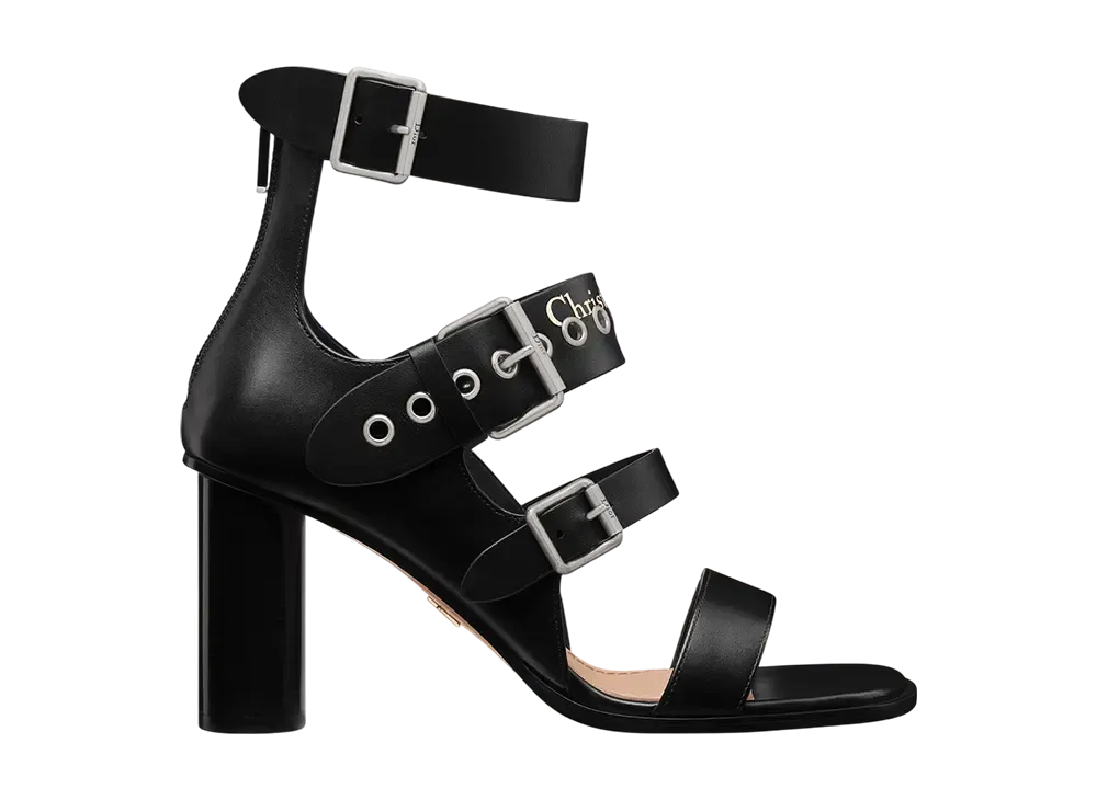 Dior パンク ソフトブラックカーフスキン ヒール サンダル DIOR | Dior Punk ヒールサンダル カーフスキン