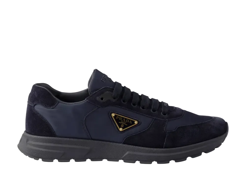 【PRADA】Prax 2.0 Re-Nylon スエード スニーカー Black Prax 2.0 Re-Nylon and suede sneakers | PRADA