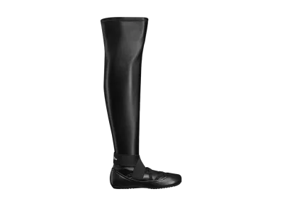 Dior Women's Shade Thigh High Boot Lambskin Leather Effect Stretch Material Elastic Straps "Black"