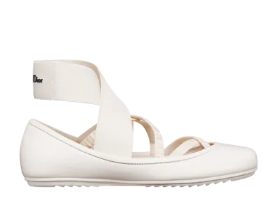 Dior Women's Shade Ballerina Lambskin & Elastic Straps "White"