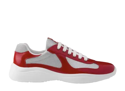 PRADA Patent Leather and Technical Fabric Prada America's Cup Sneakers "Red"