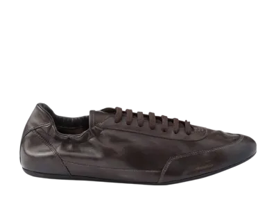 PRADA Collapse Leather Sneakers "Dark Brown"