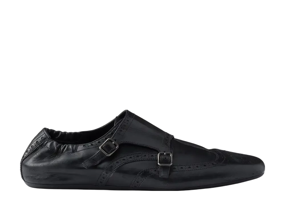 プラダ シャッフル ダブルモンクストラップシューズ "ブラック"