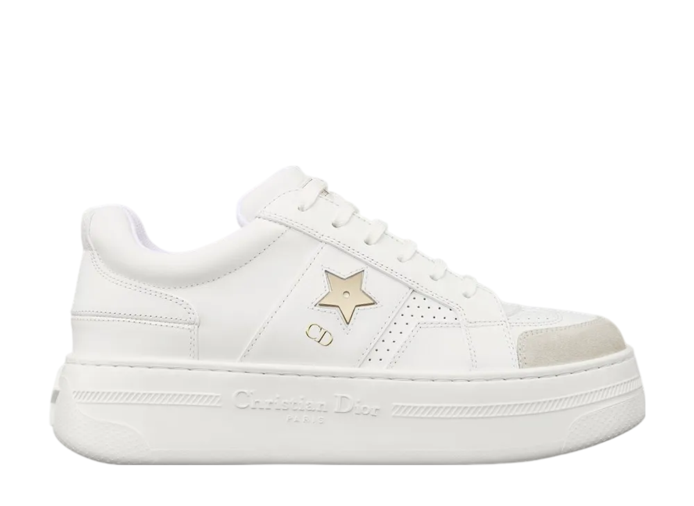 Dior Women's Star Platform Sneaker Calfskin & Suede Calfskin "White/Gold"