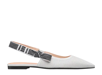 Dior Women's Toujours Slingback Flat Punching Lambskin "White"