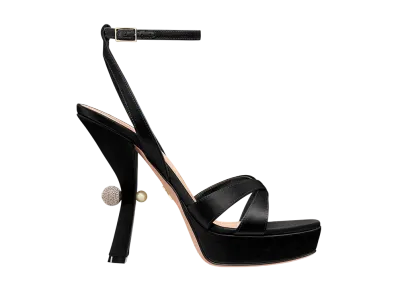 Dior Women's Tribales Heel Sandal Satin "Black"