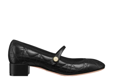Dior Women's Ballet Pumps Cannage Quilting Calfskin "Black"