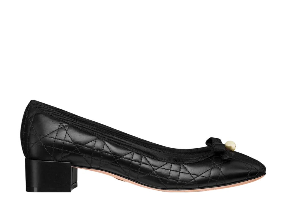 ディオール ウィメンズ バレエパンプス カナージュ キルティング カーフスキン "ブラック"