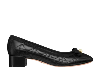 Dior Women's Ballet Pumps Cannage Quilting Calfskin "Black"