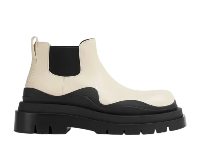 Bottega Veneta Women's Tire Ankle Chelsea Boot "Sea Salt/Black"