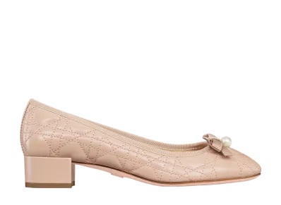 Dior Women's Ballet Pumps Cannage Quilting Calfskin "Nude"