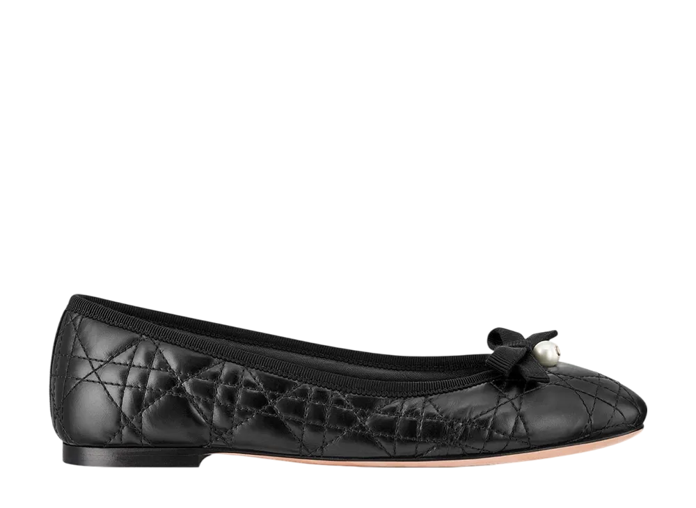 Dior Women's Ballerina Cannage Quilting Calfskin "Black"