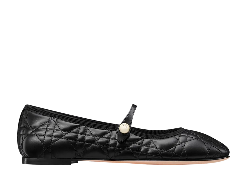 ディオール ウィメンズ バレリーナ カナージュ キルティング カーフスキン "ブラック"
