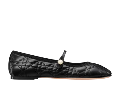 Dior Women's Ballerina Cannage Quilting Calfskin "Black"