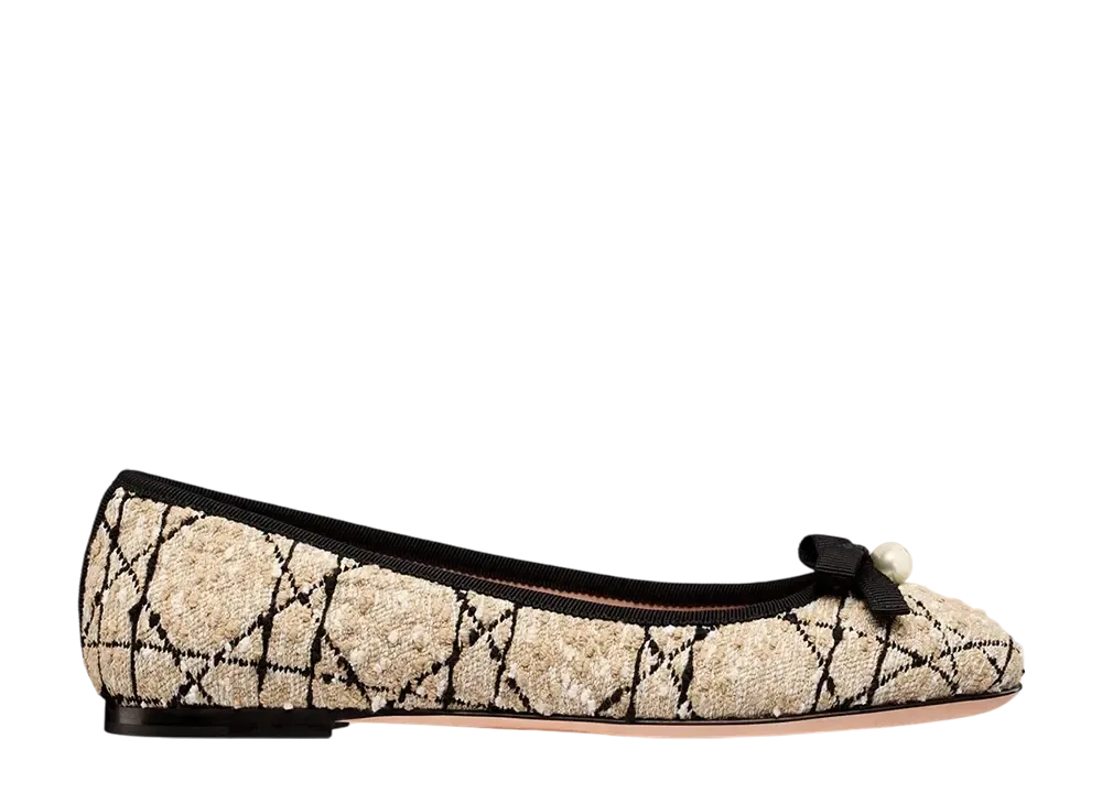 ディオール ウィメンズ バレリーナ カナージュ ツイード "ベージュ/ブラック"