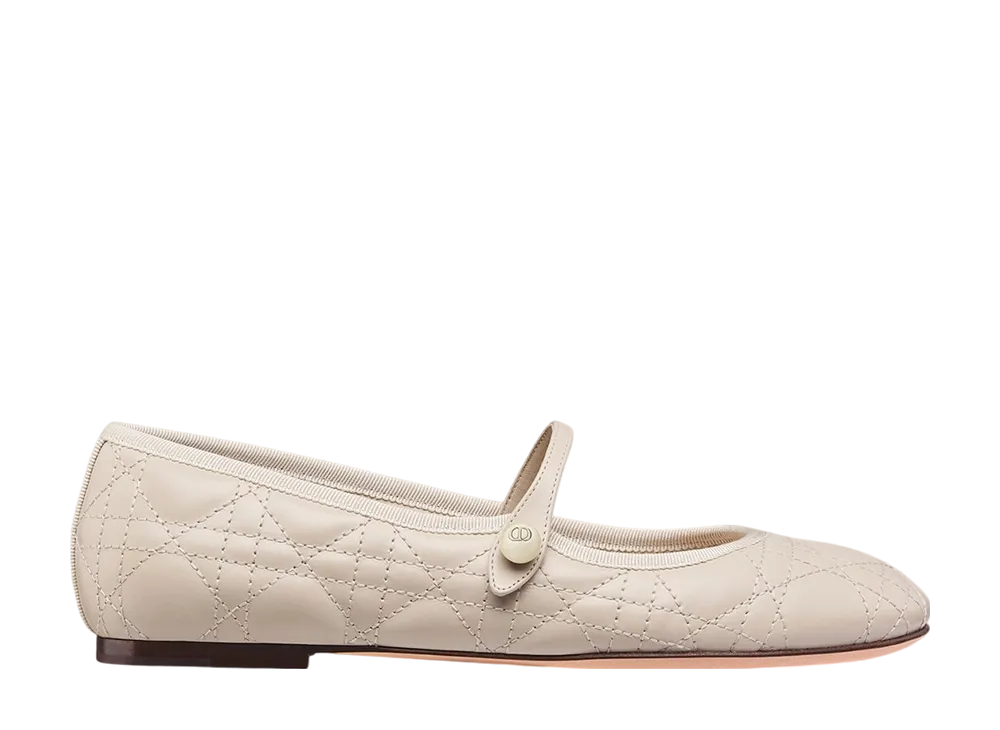 Dior Women's Ballerina Cannage Quilting Calfskin "Light Biscuit Beige"