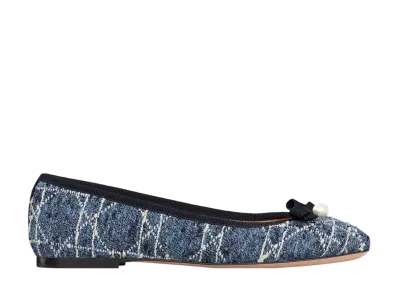Dior Women's Ballerina Cannage Tweed "Denim Blue"