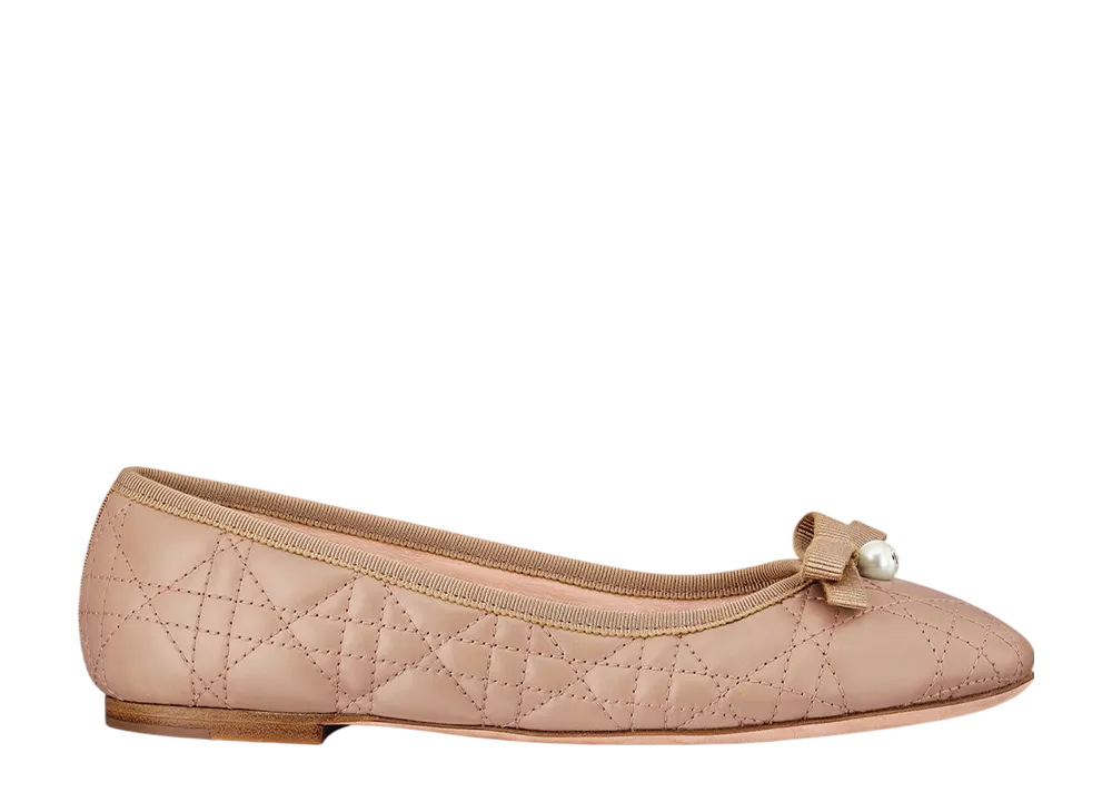 Dior Women's Ballerina Cannage Quilting Calfskin "Nude"