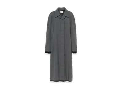 MIU MIU Women's Single Breasted Prince Of Wales Check Wool Coat "Slate Grey"