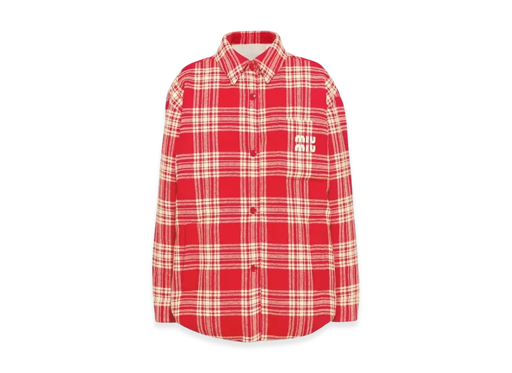 MIU MIU Women's Plaid Down Jacket "Red"